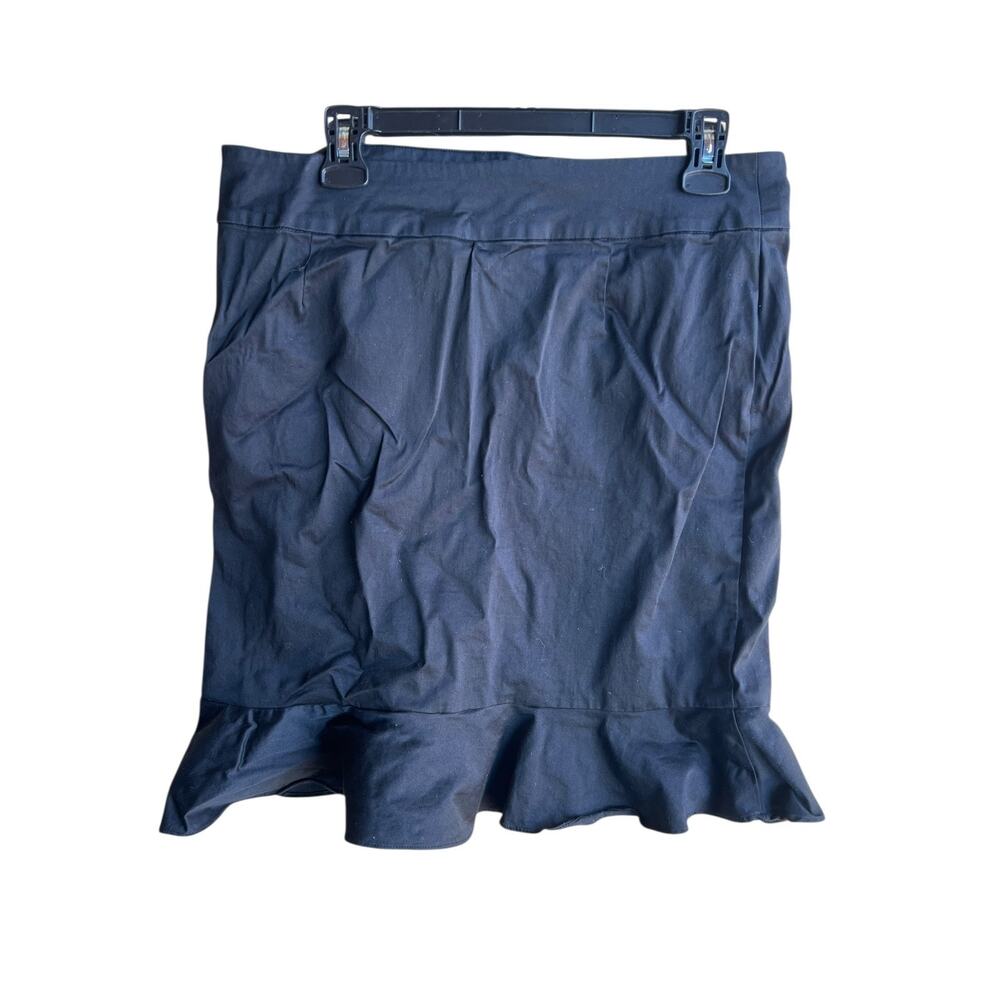 Sunny Leigh Pencil Ruffled Flare Black Office Stretchy Skirt Size 12P